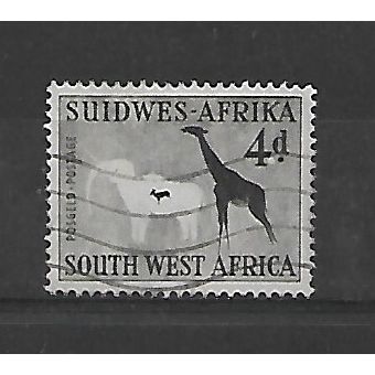 SouthWestAfrica.SG157 4d "White Elephant&Giraffe" (rock painting).F/Used.May21c