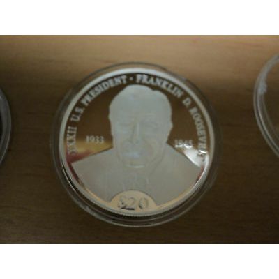 Two American Mint $20 Silver Coins Franklin Roosevelt and George Washington