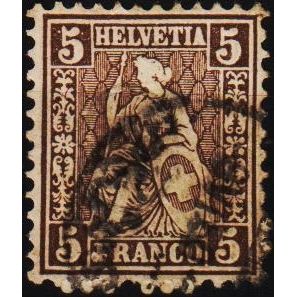 Switzerland 1862 5c S.G.54b Used