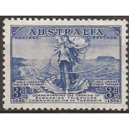 Australia 1936 SG160 3d Blue Telephones Mounted Mint .