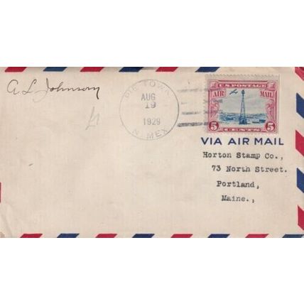 United States 1929 Pie Town New Mexico-Portland Maine Air Mail Cover typed VGC