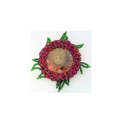Victorian Style Hand Beaded Artistic Brooch Pin 1
