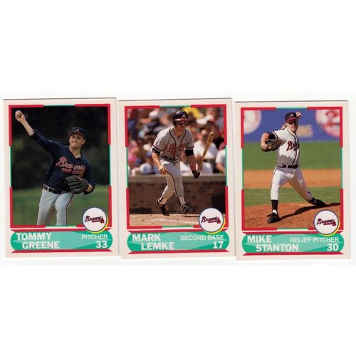 3 1990 Score Young Superstars Braves RC rookie cards #7 Stanton, #22 Lemke, #24
