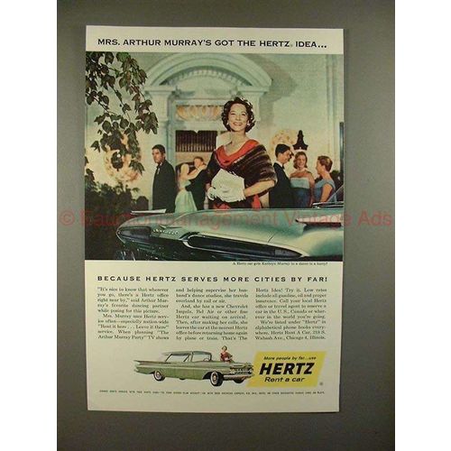 1957 Hertz Rent a Car Ad w/ Mrs. Arthur Murray - NICE!!