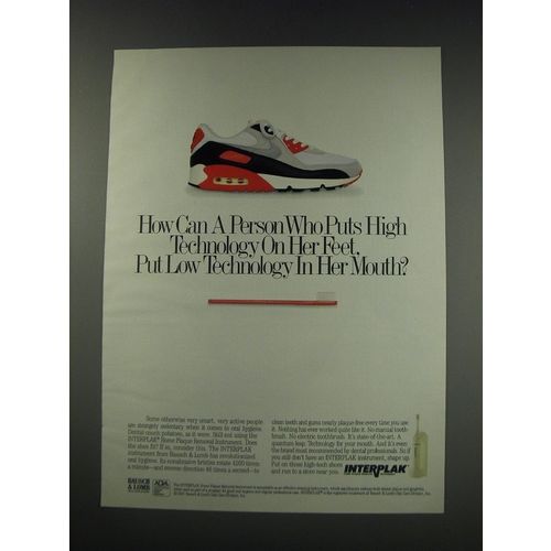 1991 Interplak Toothbrush Ad - How can a person who puts technology on her feet