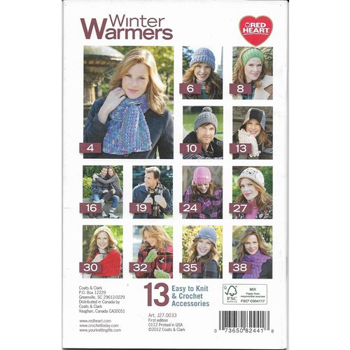 Red Heart Crochet Book J27 0033 Winter Warmers Super Saver Yarn 13 Projects