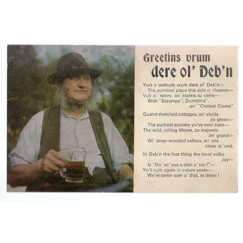GREETINS VRUM DERE OL' DEB'N, DEVON POETRY,unused postcard by Salmon =