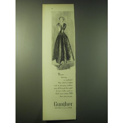 1948 Gunther dress Advertisement - Theatre dancing or cocktails?