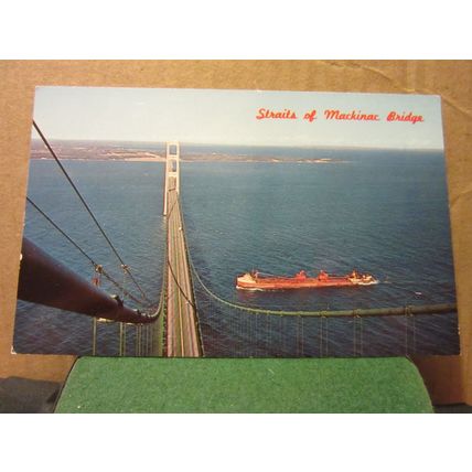 STRAITS OF MACKINAC BRIDGE. MICHIGAN, USA. unused postcard vgc =