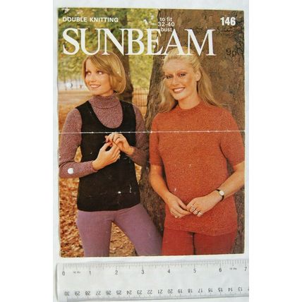 Vintage: Sunbeam 146 sweater & sleeveless slip-over, DK, 32-40 inch