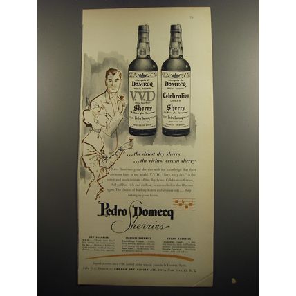 1951 Pedro Domecq Sherries Ad - The driest dry Sherry ..the richest cream sherry