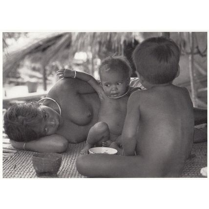 Werner Bischof Indochina 1950s Asian Baby With Rice Bowl Photo Postcard