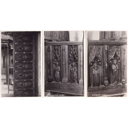 Blythburgh Church Sclupture Statues 3x Mint Old Real Photo Postcard s