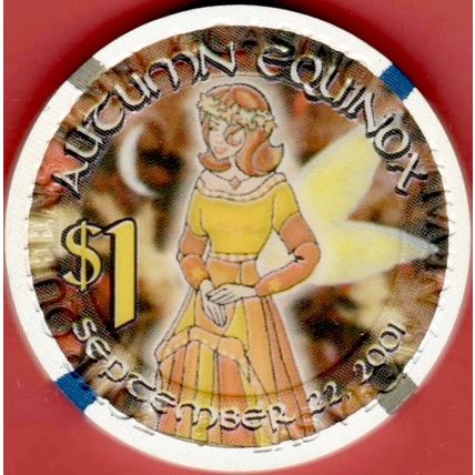 Four Queens. $1 Casino Chip. Las Vegas, NV. Autumn Equinox. B96.