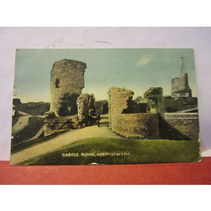 CASTLE RUINS, Aberystwyth used vintage postcard by Dennis 1923 pm =