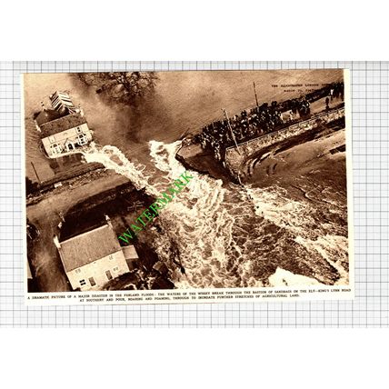 Southery Floods Ely - King's Lynn Road Wissey - 1947 Cutting