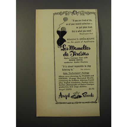 1954 Angel Records Album Advertisement - Les Mamelles de Tiresias