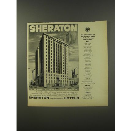 1956 Sheraton-Mayflower Hotel Ad - In Akron - The Sheraton-Mayflower