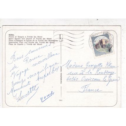 Roma Piazza di Spagna Italy Postcard posted 1986 creased