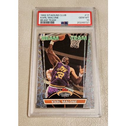 1992 Topps Stadium Club Beam Team Karl Malone #17, GEM MINT PSA 10, POP 48