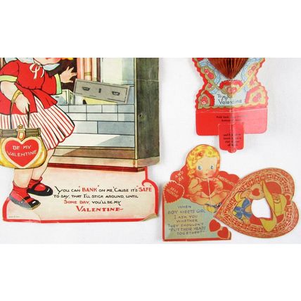 Lot of 10 Used Valentines Vintage Valentine Cards, Mid Century, 40s 50s, Fragile