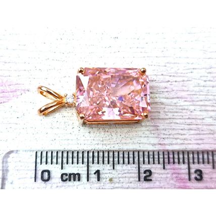 8ct Pink Cubic Zirconia Radiant Cut Pendant 14k Rose Gold Overlay 925 Silver