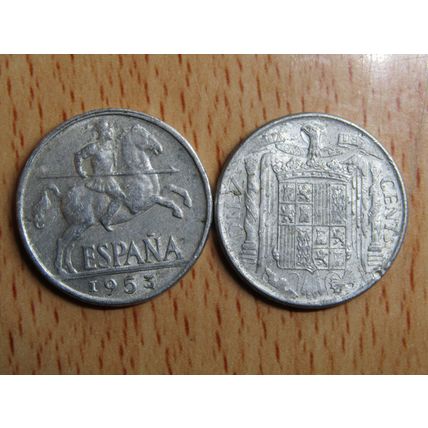 Spain 1953 Franco 10 Centiomos Coin