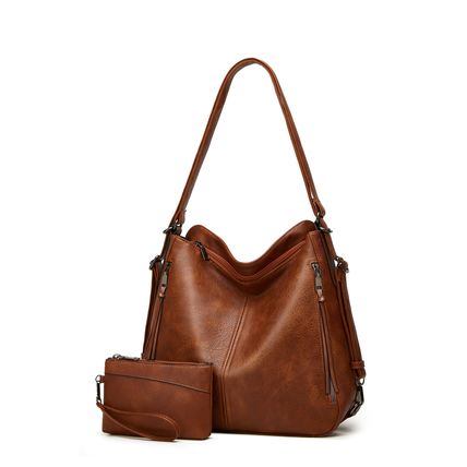 Women Tote Bag Handbags PU Leather Fashion Hobo Shoulder Bags Two Piexe Brown