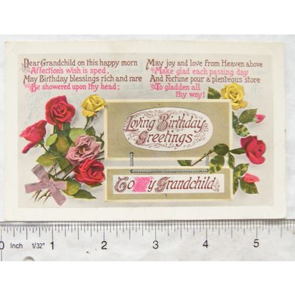 1917 postcard Loving Birthday Greetings To My Grandchild