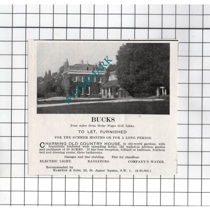 Stoke Poges Worcestershire - 1927 Small House Sale Advert