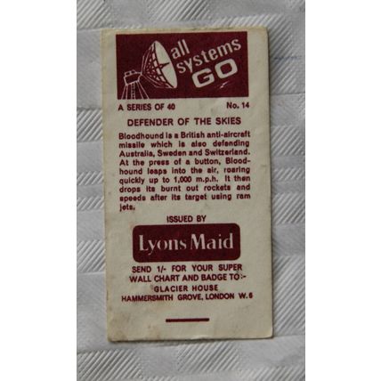 Lyons Maid All Systems Go card No. 14 Defender of the Skies