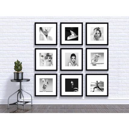 Yaetm 12X12 Picture Frames Black Set of 9, Square Photo Frame Displays 8X8 with