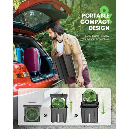 Ausic Portable Misting Fan - 9L Bucket, 10-Inch Outdoor Fans for Patios/Camping/