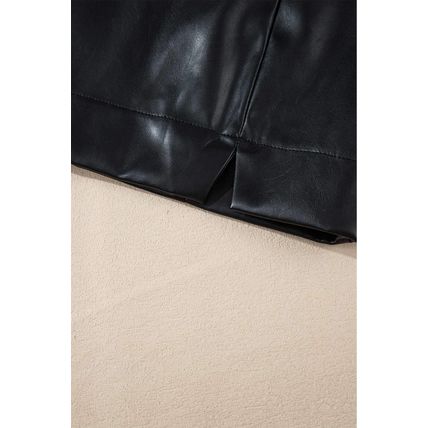 Black PU Leather Side Slits Slim Fit High Waist Mini Skirt
