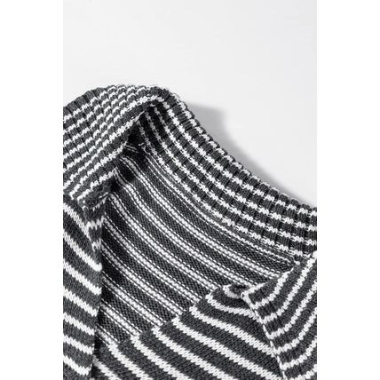 Gray Stripe Collared V Neck Sweater Vest with Pockets