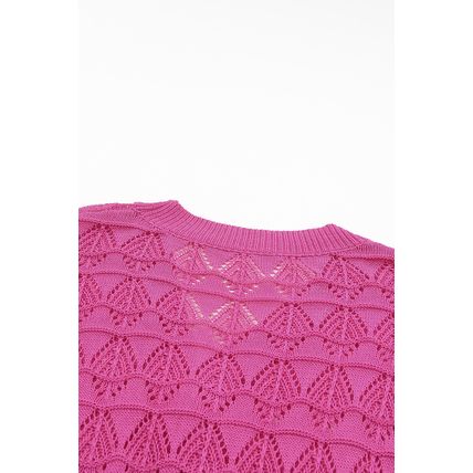 Rose Lightweight Buttoned Front Crochet Cardigan