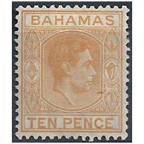 Bahamas 1946 SG154c 10d Yellow-Orange Mounted.Mint