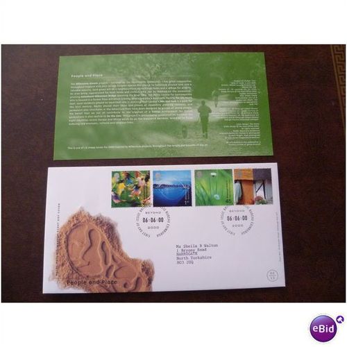 2000 GB People and Place Millennium FDC Edinburgh bridge daisies water stamps