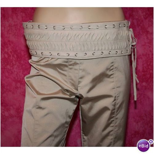 Karen Millen Gold Trousers with Faux Suede Belt Size 12 New With Tag Designer