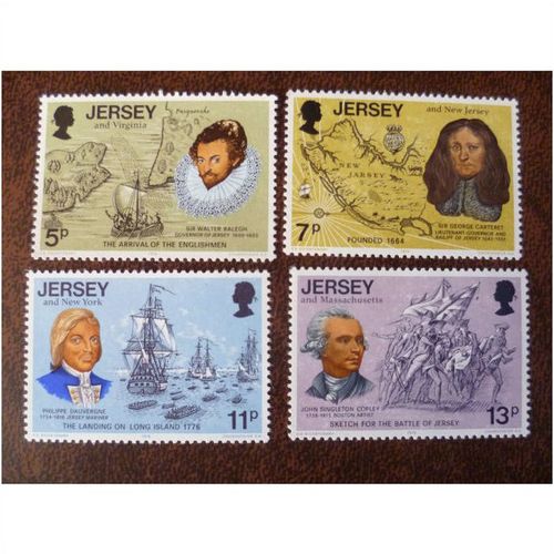 Jersey 1976 Bicentenary of American Independence set mint stamps SG160-3 Raleigh