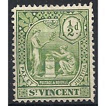 St Vincent 1907 SG94 1/2d Green Mounted Mint ...