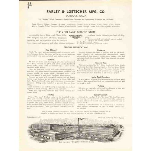 farley loetscher mfg company 1938 deluxe kitchen units vintage catalog