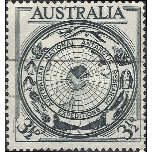 AUSTRALIA, ANTARCTIC Research Expeditions, black 1954, 3½d, #3