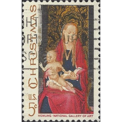 USA, CHRISTMAS, Madonna and Child, Memling (tall), red 1967, 5c, #4