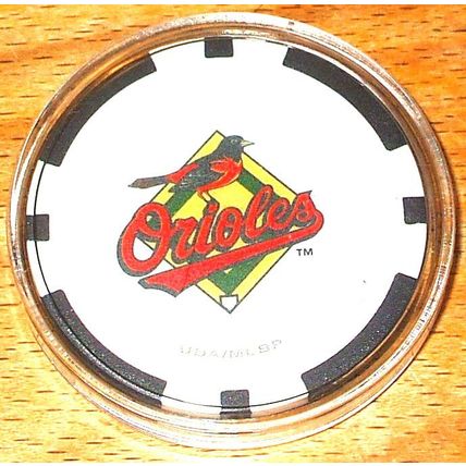 (1) Baltimore Orioles Poker Chip Golf Ball Marker - White with Black Inserts