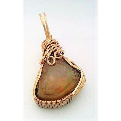 Welo Opal Bronze Wire Wrap Gemstone Pendant 55