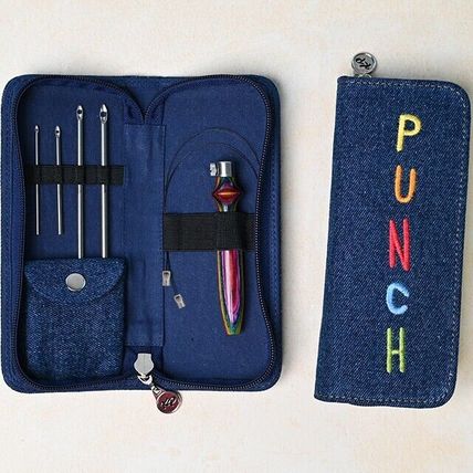 KnitPro Punch Needle Set Adjustable The Vibrant Kit blue denim case threaders