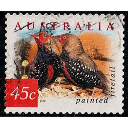 Australia 2001 Bird 45c Used P&S Stamp Painted Firetail 12.5 Perf