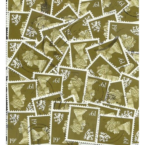 Scotland GB 1993 - 98 QE2 19p pack of 50 x used stamps ( R199 )