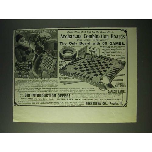 1900 Archarena Combination Boards Ad - Santa Claus best gift for the home circle